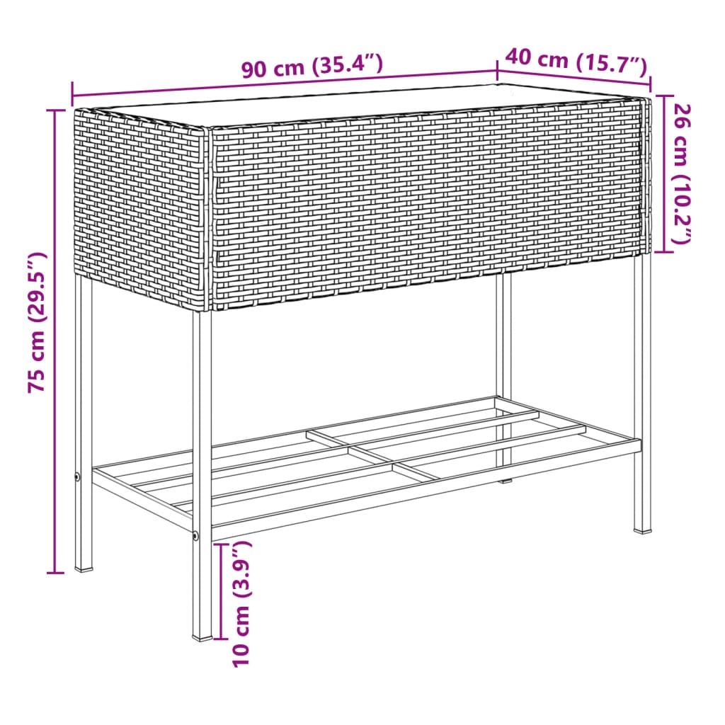 Pflanzkübel Mit Ablage Poly Rattan