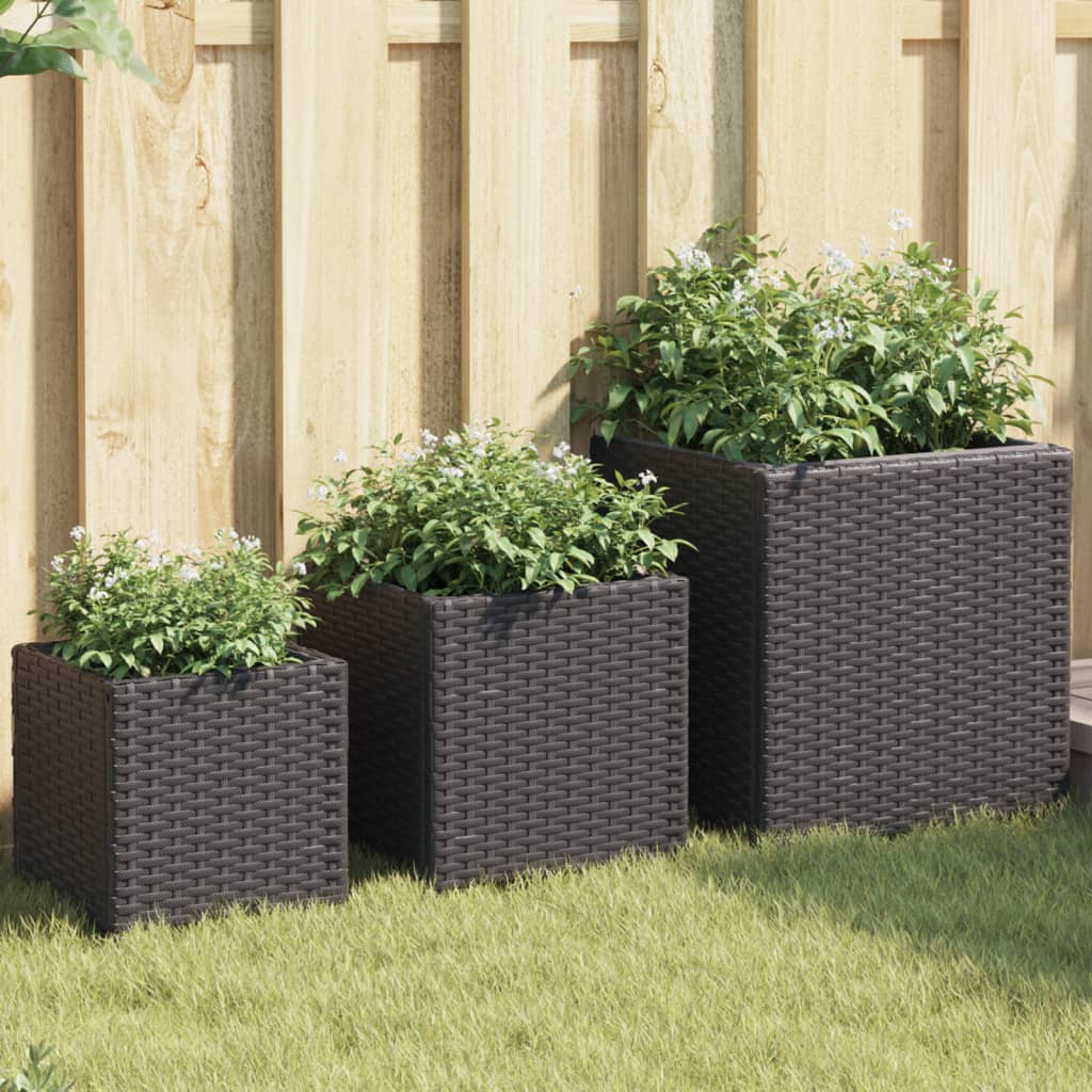 Pflanzkübel 3 Stk. Poly Rattan