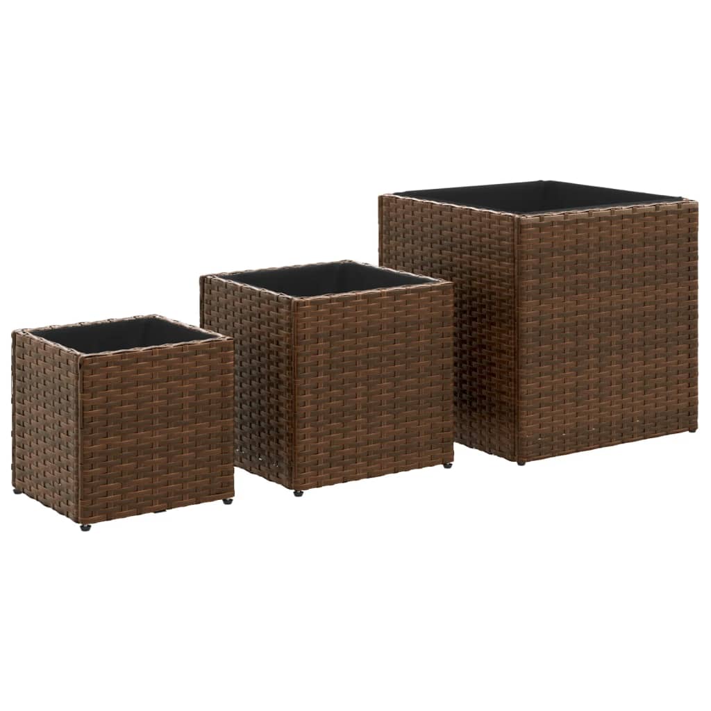 Pflanzkübel 3 Stk. Poly Rattan