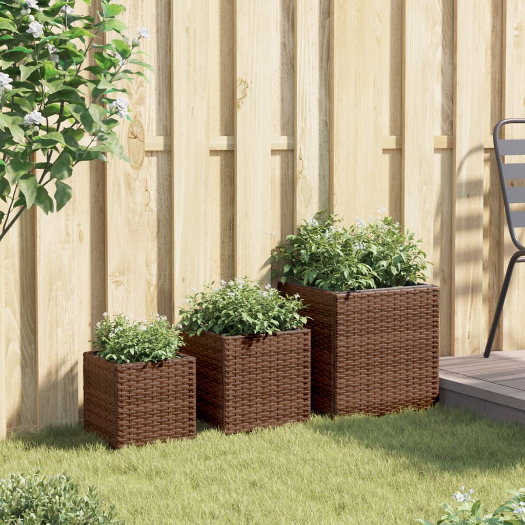 Pflanzkübel 3 Stk. Poly Rattan