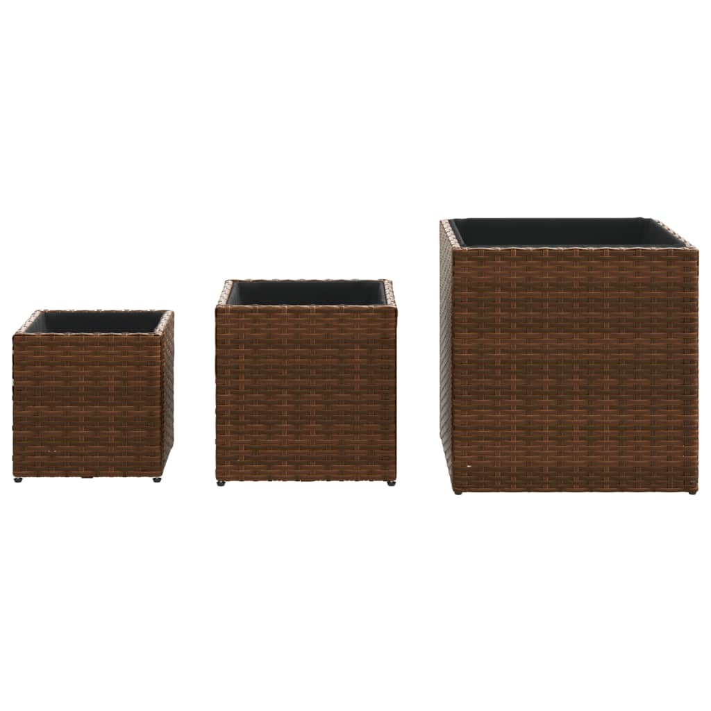 Pflanzkübel 3 Stk. Poly Rattan