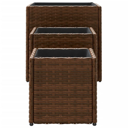 Pflanzkübel 3 Stk. Poly Rattan