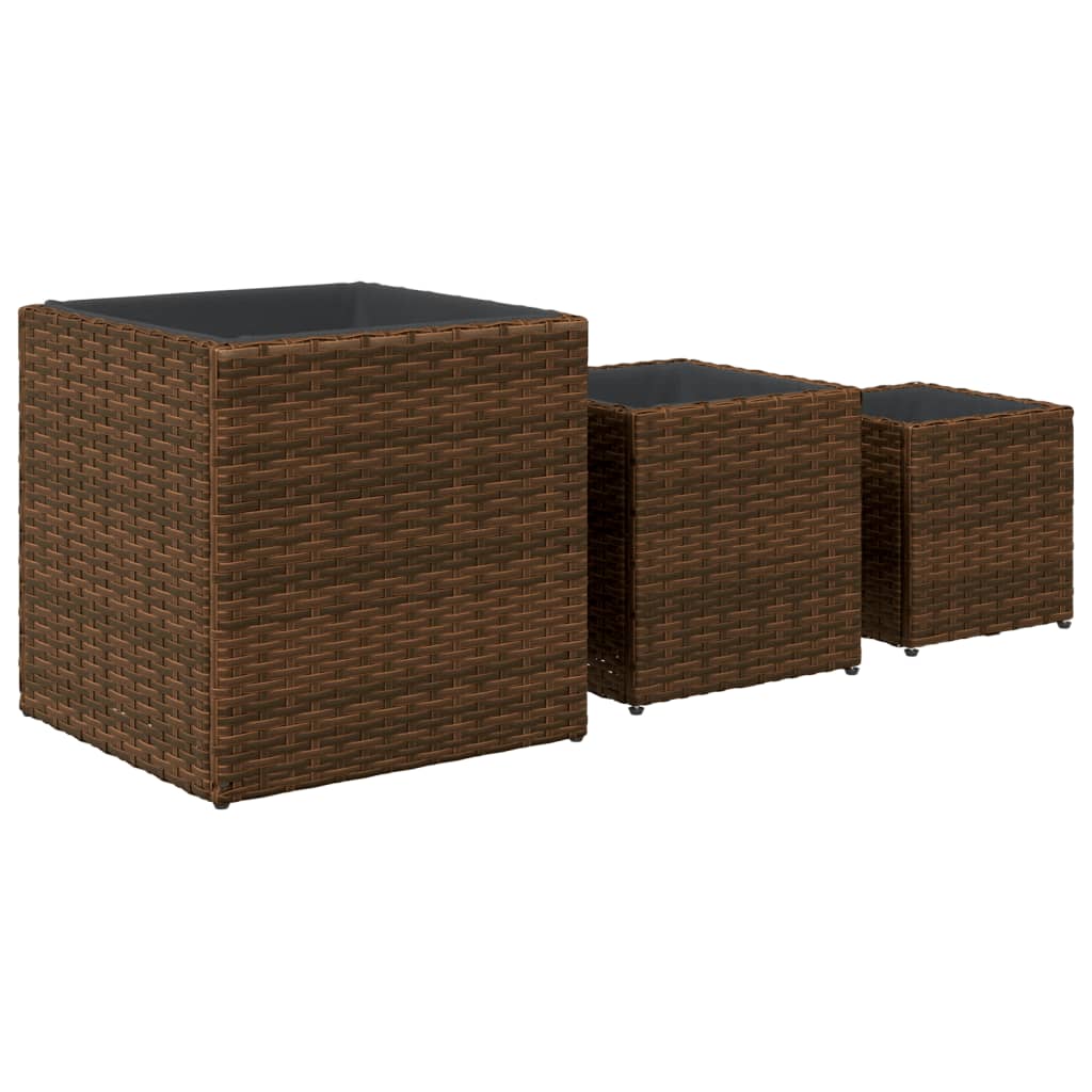 Pflanzkübel 3 Stk. Poly Rattan
