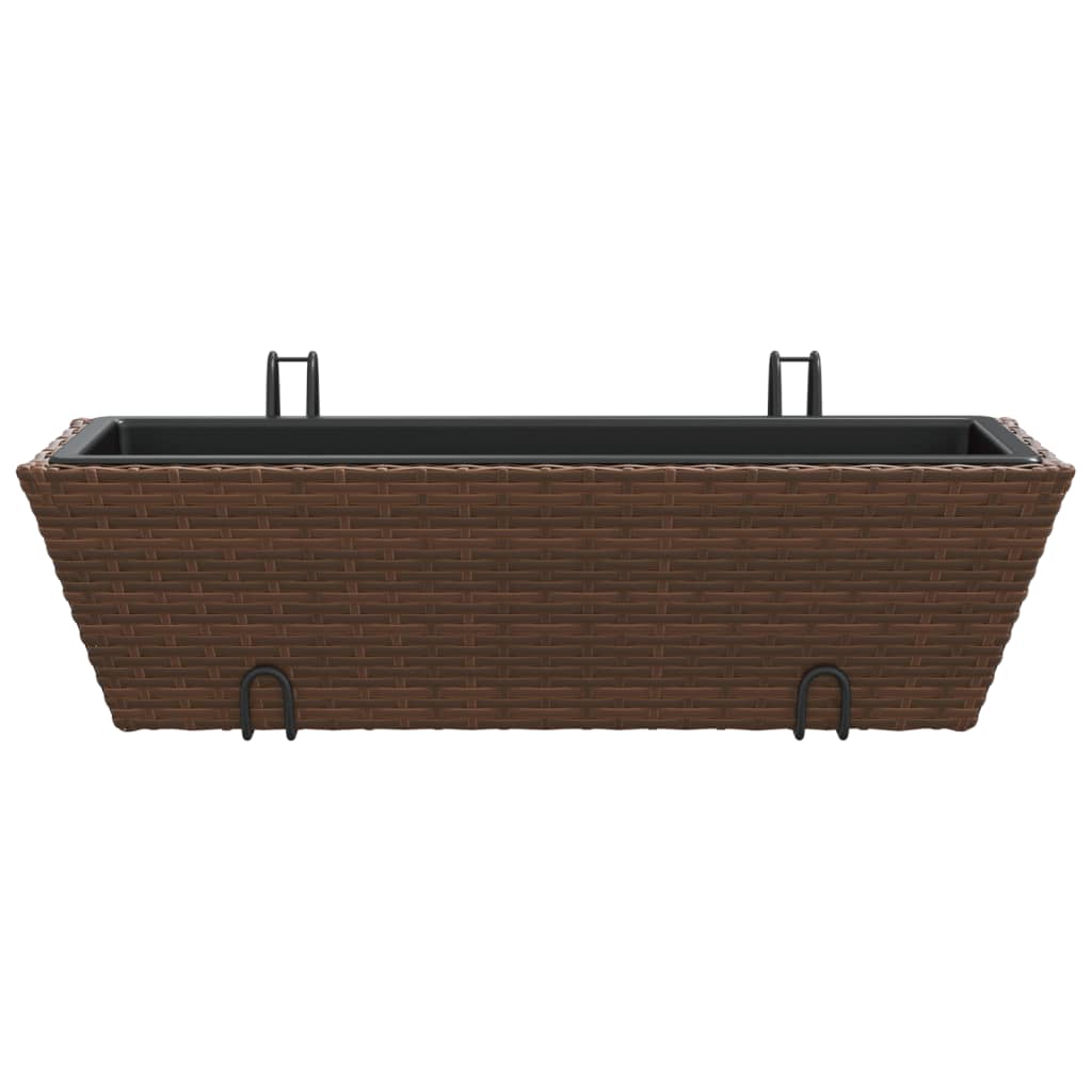 Pflanzkübel Mit Haken 2 Stk. Braun Poly Rattan