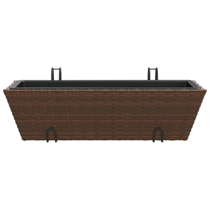 Pflanzkübel Mit Haken 2 Stk. Braun Poly Rattan