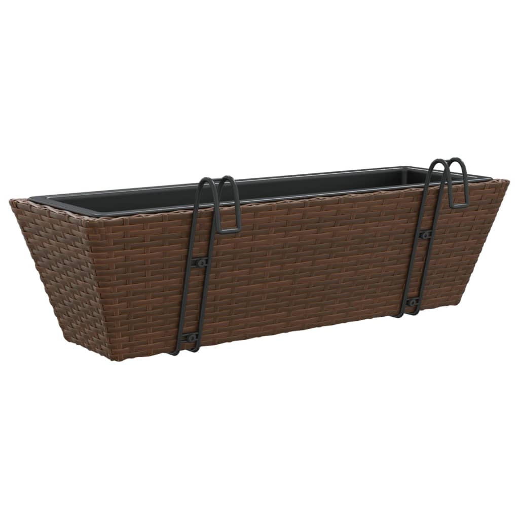Pflanzkübel Mit Haken 2 Stk. Braun Poly Rattan