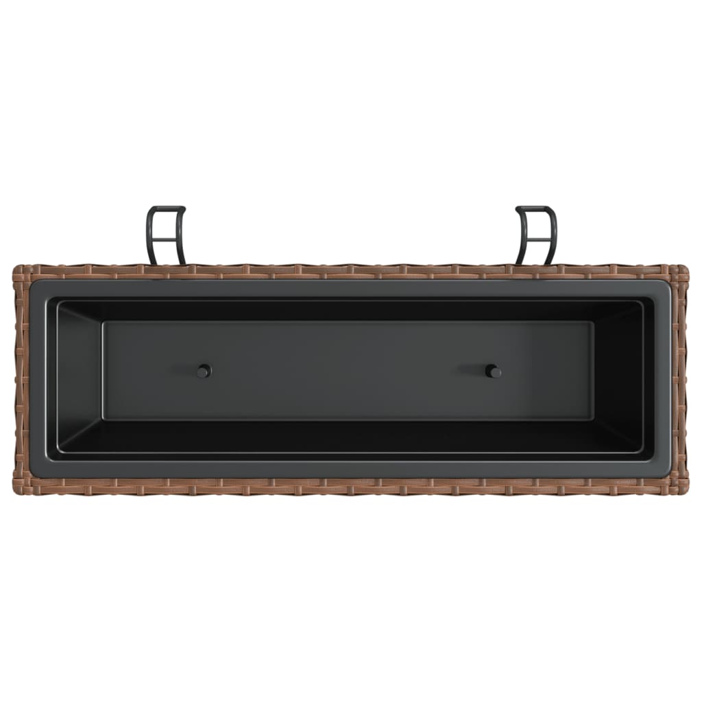 Pflanzkübel Mit Haken 2 Stk. Braun Poly Rattan