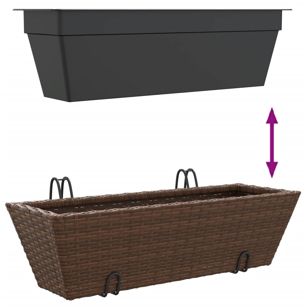Pflanzkübel Mit Haken 2 Stk. Braun Poly Rattan