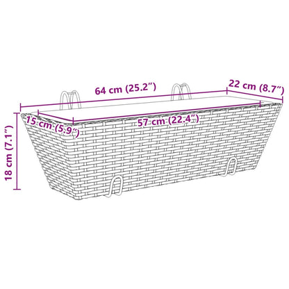 Pflanzkübel Mit Haken 2 Stk. Braun Poly Rattan