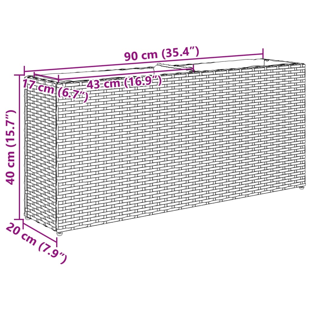 Hochbeet Mit 2 Fächern 90X20X40 Cm Poly Rattan
