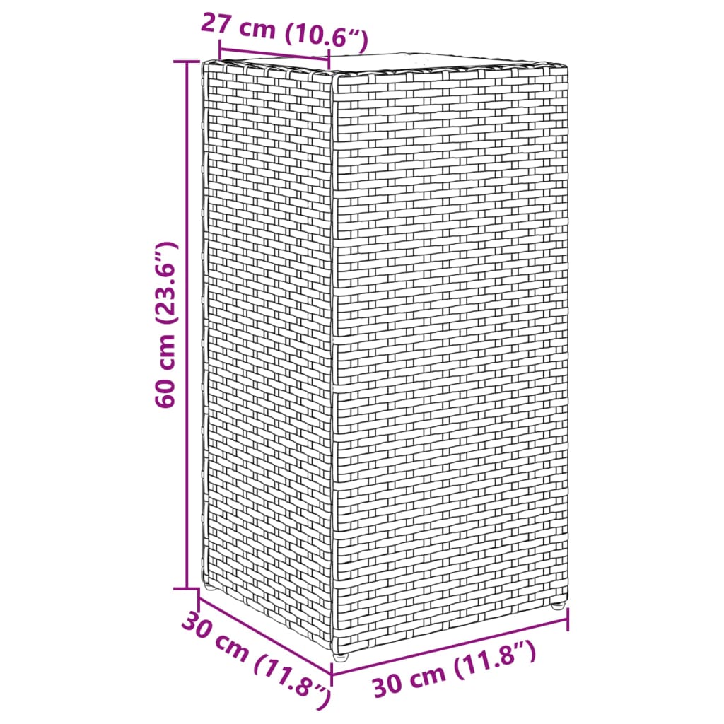 Pflanzkübel Braun 30X30X60 Cm Poly Rattan