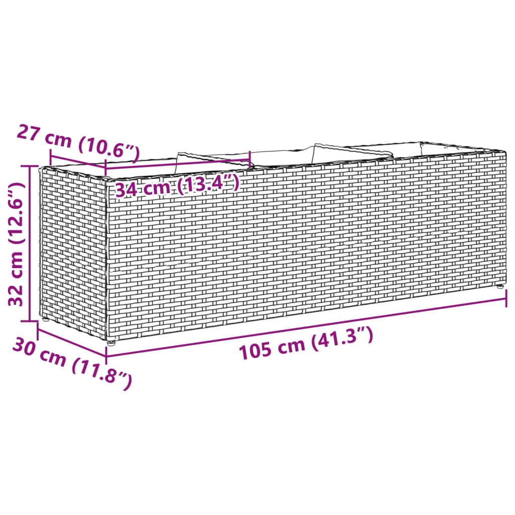 Hochbeet Mit 3 Fächern 105X30X32 Cm Poly Rattan