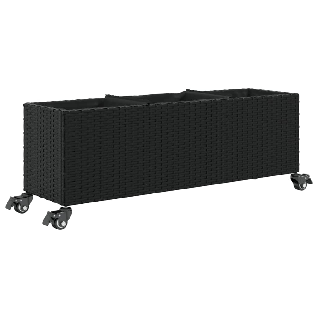 Hochbeet Mit Rollen & 3 Fächern 107X32X38Cm Poly Rattan