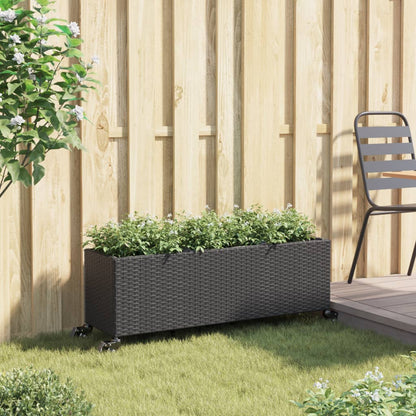 Hochbeet Mit Rollen & 3 Fächern 107X32X38Cm Poly Rattan
