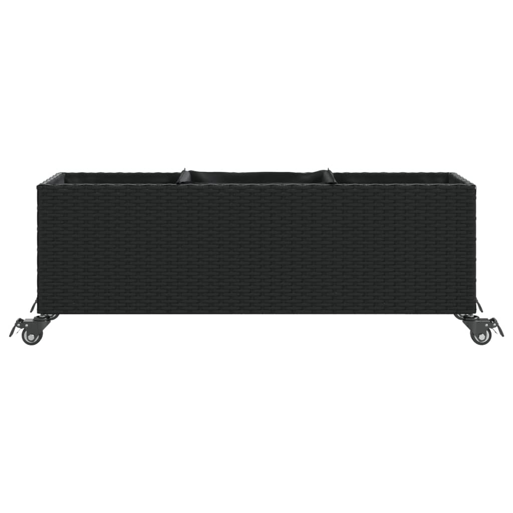 Hochbeet Mit Rollen & 3 Fächern 107X32X38Cm Poly Rattan
