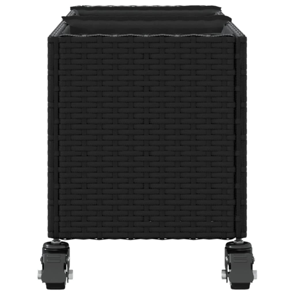 Hochbeet Mit Rollen & 3 Fächern 107X32X38Cm Poly Rattan