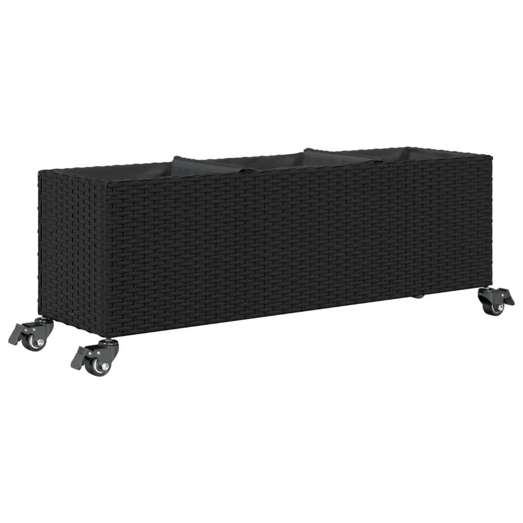Hochbeet Mit Rollen & 3 Fächern 107X32X38Cm Poly Rattan