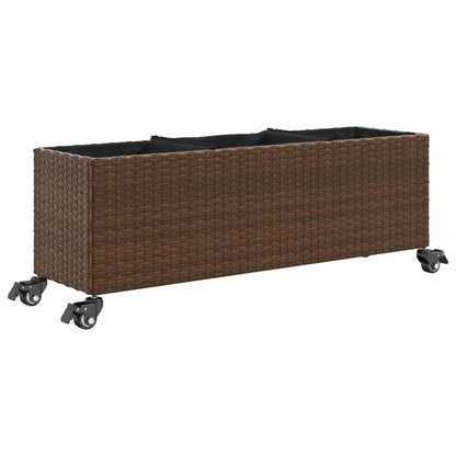 Pflanzkübel Mit Rollen 3 Töpfe 107X32X38 Cm Poly-Rattan