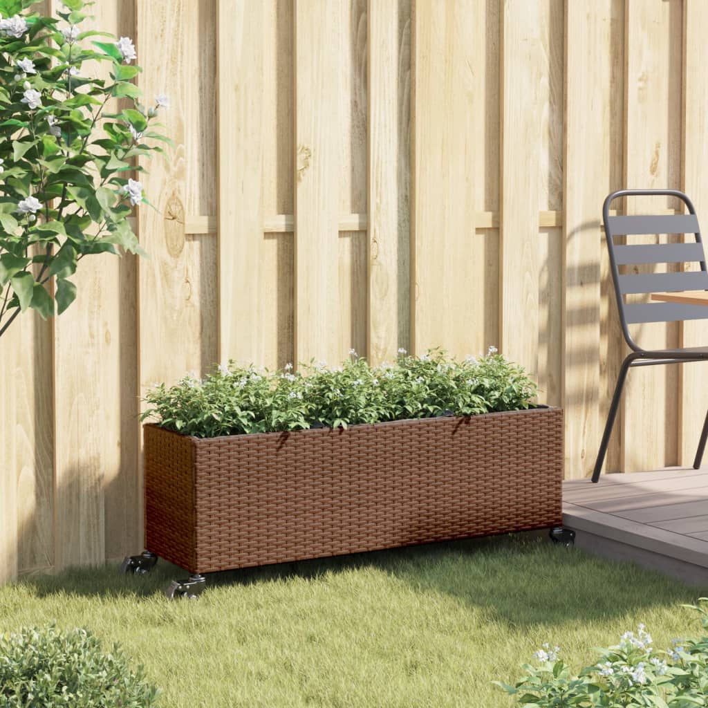 Pflanzkübel Mit Rollen 3 Töpfe 107X32X38 Cm Poly-Rattan