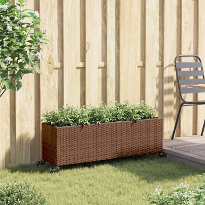 Pflanzkübel Mit Rollen 3 Töpfe 107X32X38 Cm Poly-Rattan