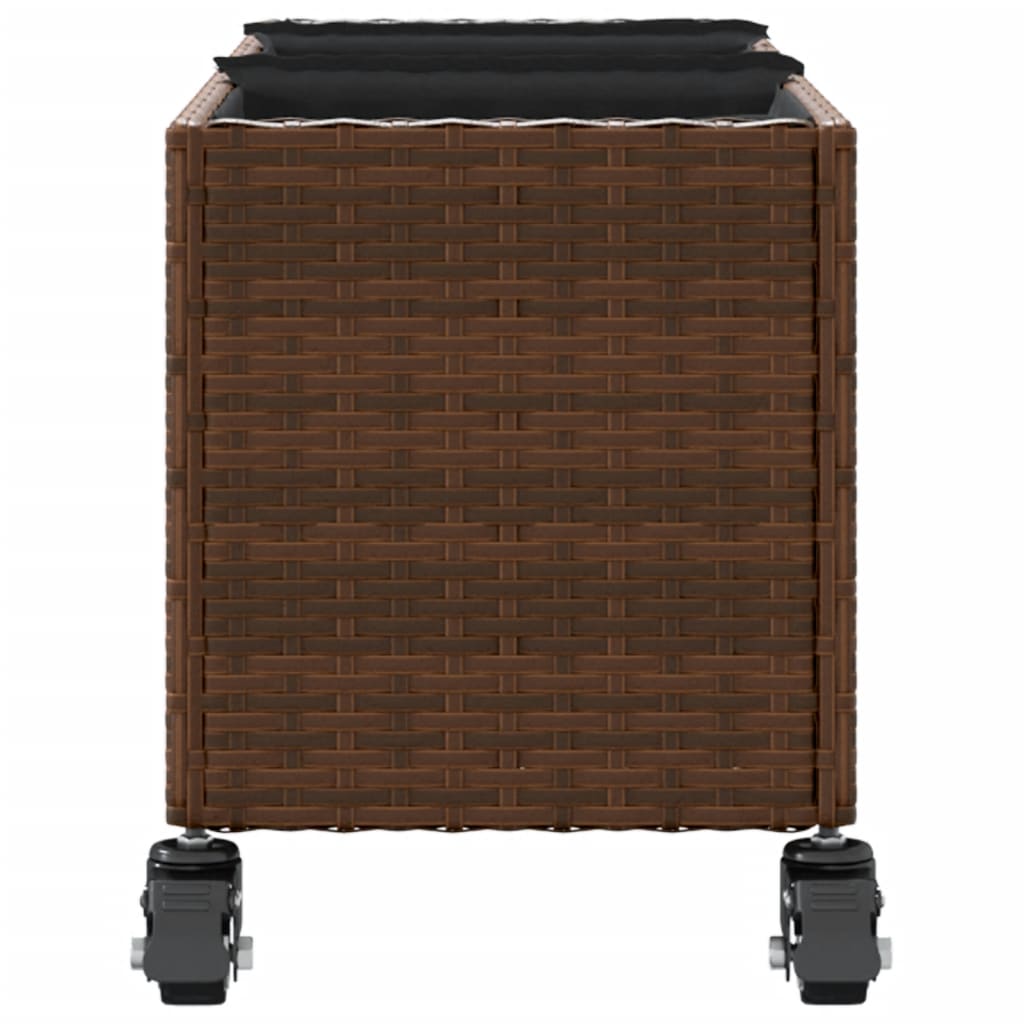 Pflanzkübel Mit Rollen 3 Töpfe 107X32X38 Cm Poly-Rattan