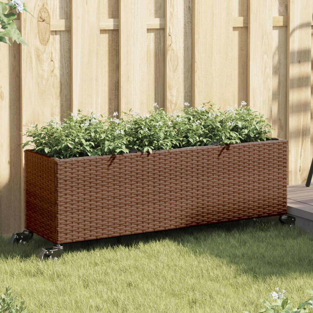 Pflanzkübel Mit Rollen 3 Töpfe 107X32X38 Cm Poly-Rattan