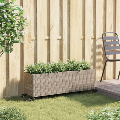 Pflanzkübel Mit Rollen 3 Töpfe 107X32X38 Cm Poly-Rattan