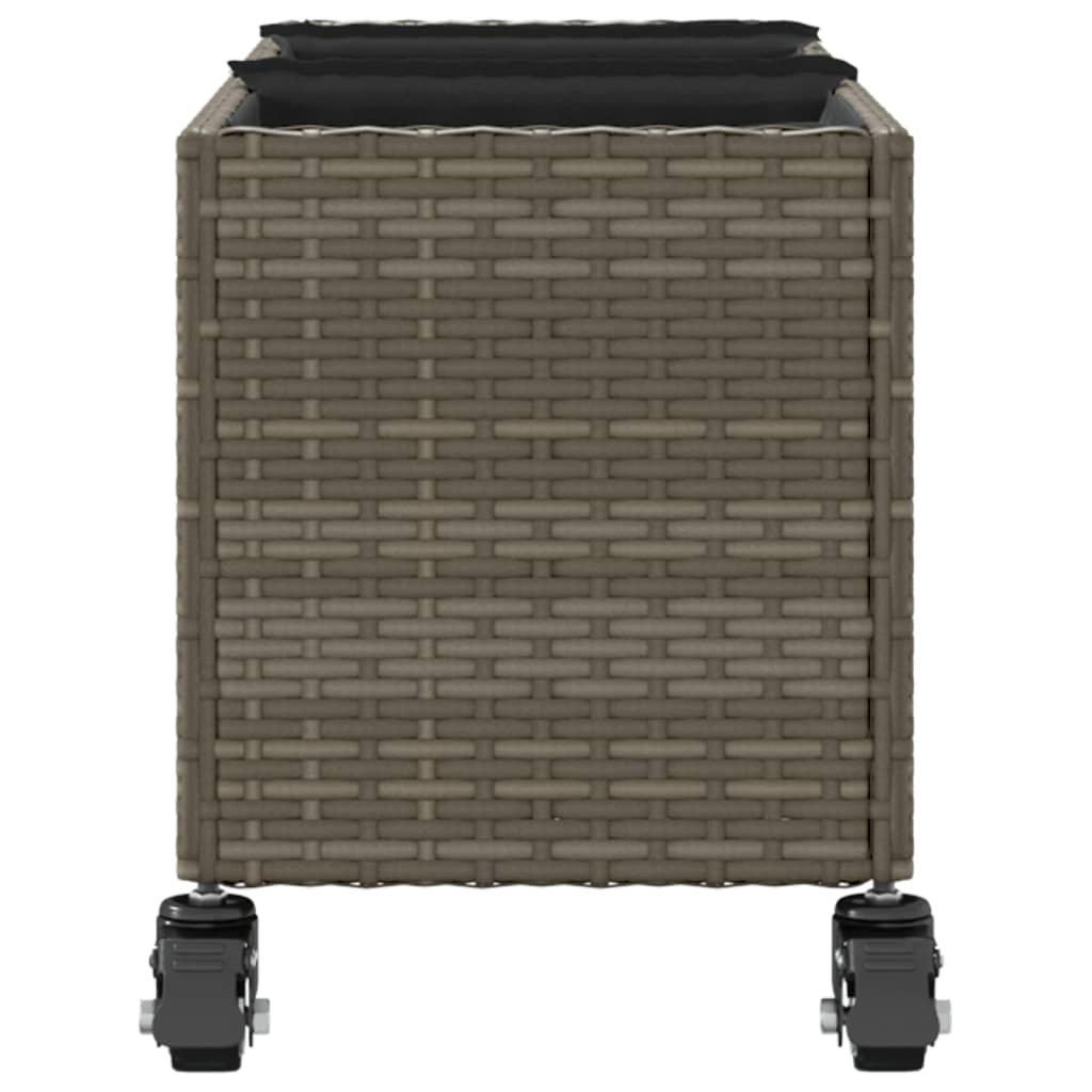 Pflanzkübel Mit Rollen 3 Töpfe 107X32X38 Cm Poly-Rattan