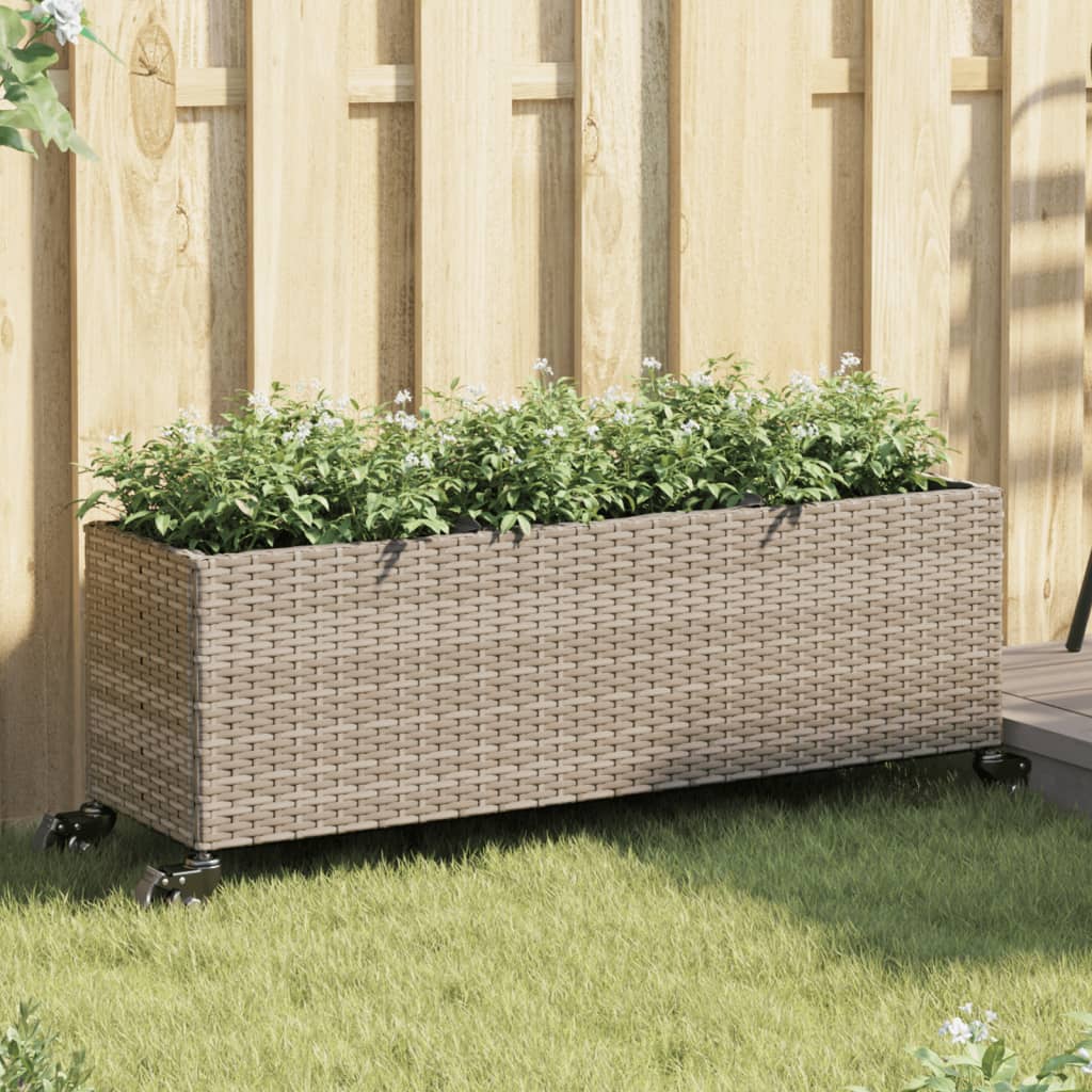 Pflanzkübel Mit Rollen 3 Töpfe 107X32X38 Cm Poly-Rattan