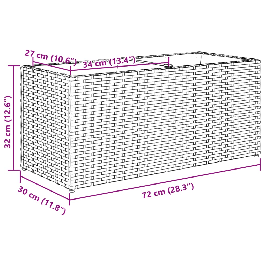 Hochbeet Mit 2 Fächern 72X30X32 Cm Poly Rattan