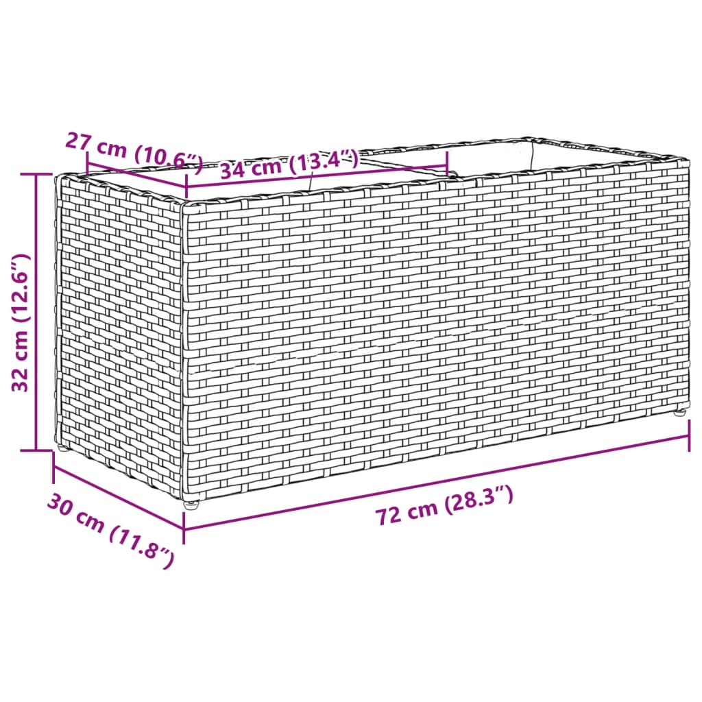 Hochbeet Mit 2 Fächern 72X30X32 Cm Poly Rattan