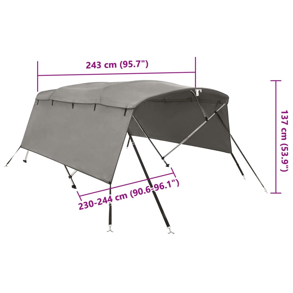 4-Bow Bimini-Top Mit Seitenteilen 243X(230-244)X137 Cm Anthrazit Grau