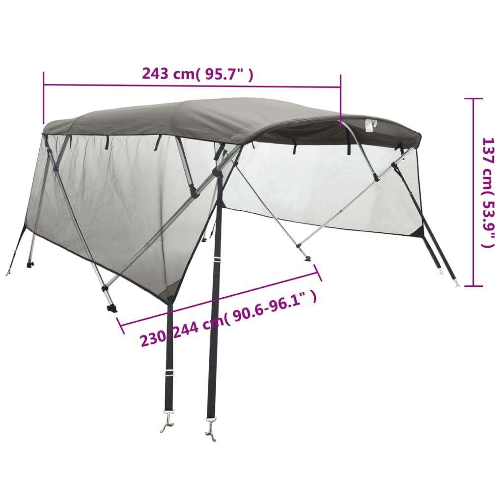 4-Bow Bimini-Top Mit Mesh-Seitenteilen 243X(230-244)X137 Cm