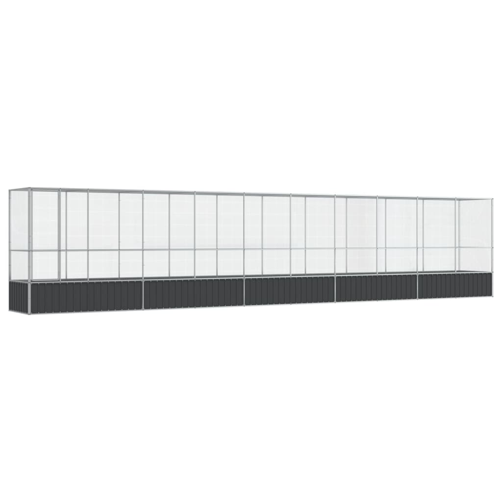 Voliere Mit Erweiterung Silbern 1042,5X107X212 Cm Stahl