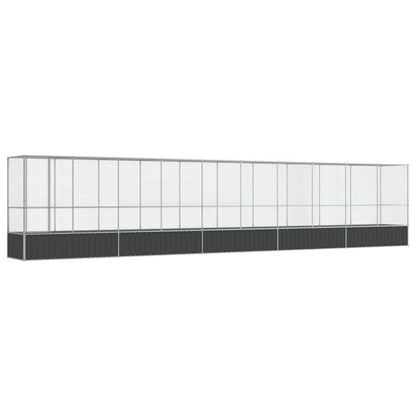 Voliere Mit Erweiterung Silbern 1042,5X107X212 Cm Stahl
