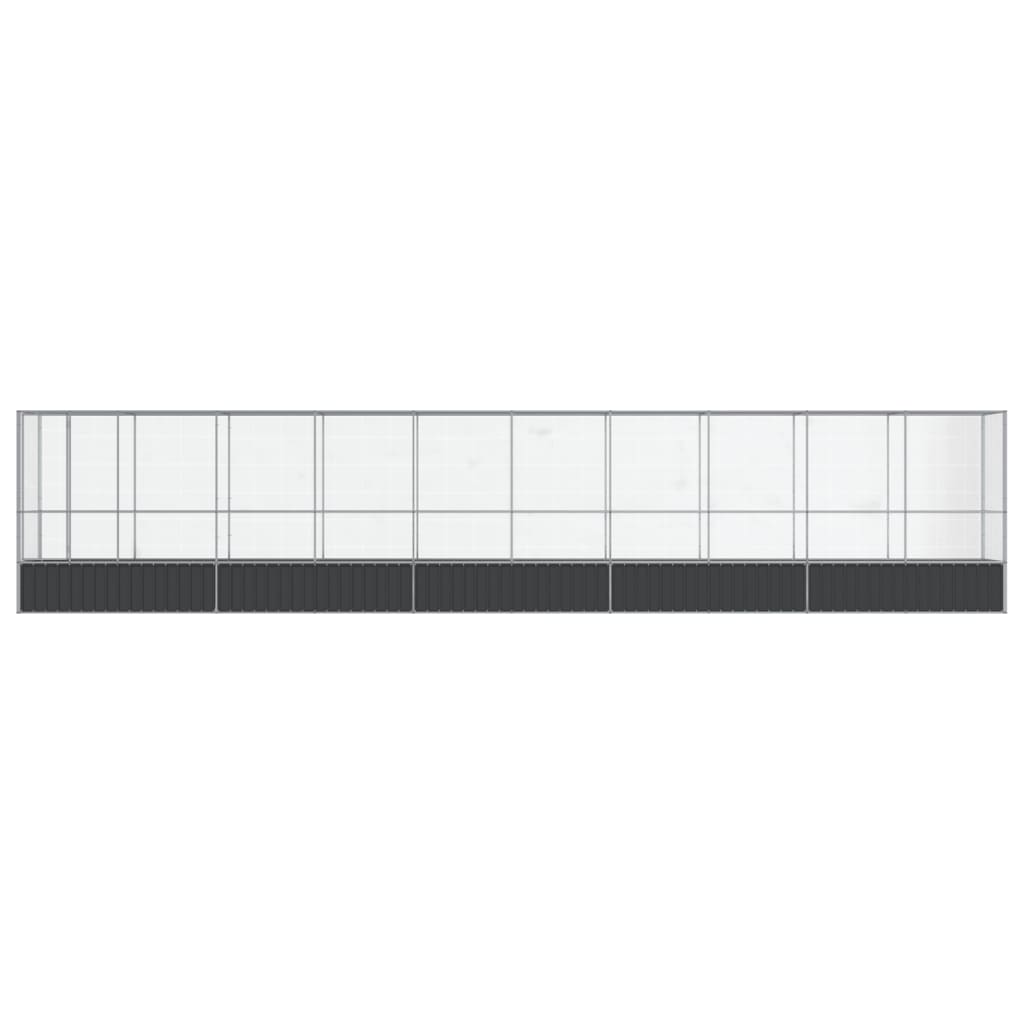 Voliere Mit Erweiterung Silbern 1042,5X107X212 Cm Stahl