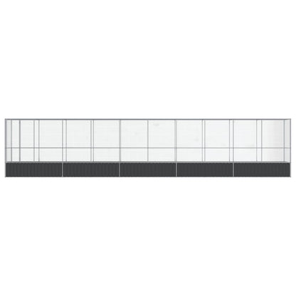 Voliere Mit Erweiterung Silbern 1042,5X107X212 Cm Stahl