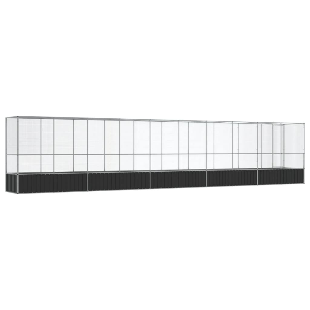 Voliere Mit Erweiterung Silbern 1042,5X107X212 Cm Stahl