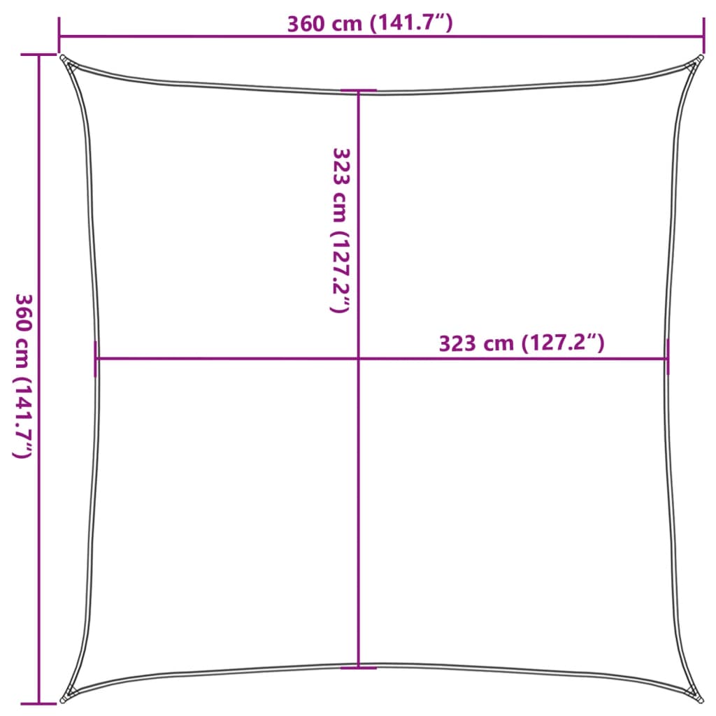 Sonnensegel 3,6X3,6 M 100% Polyester Oxford Hellgrau
