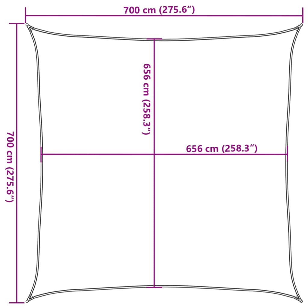 Sonnensegel 7X7 M 100% Polyester Oxford Hellgrau