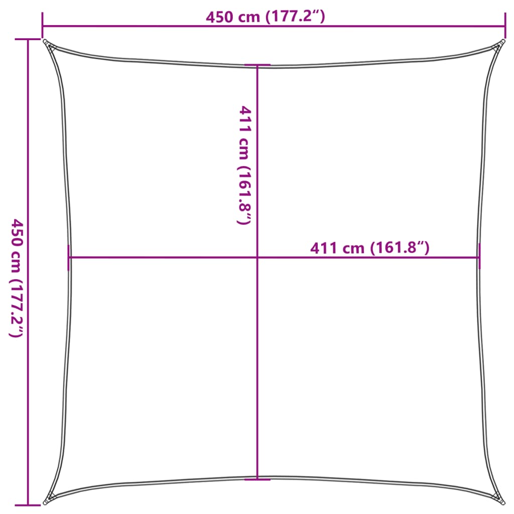 Sonnensegel 4,5X4,5 M 100% Polyester Oxford Sandfarbe