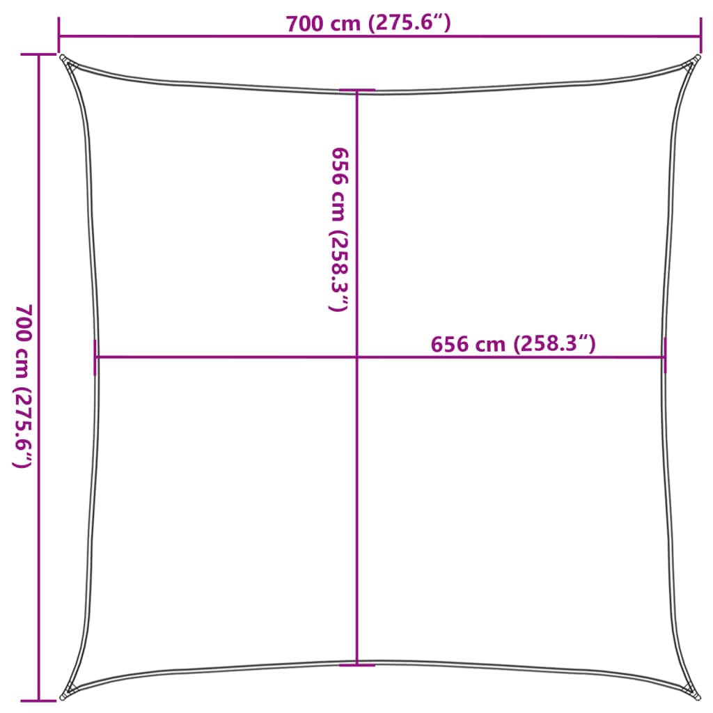 Sonnensegel 7X7 M 100% Polyester Oxford Sandfarbe