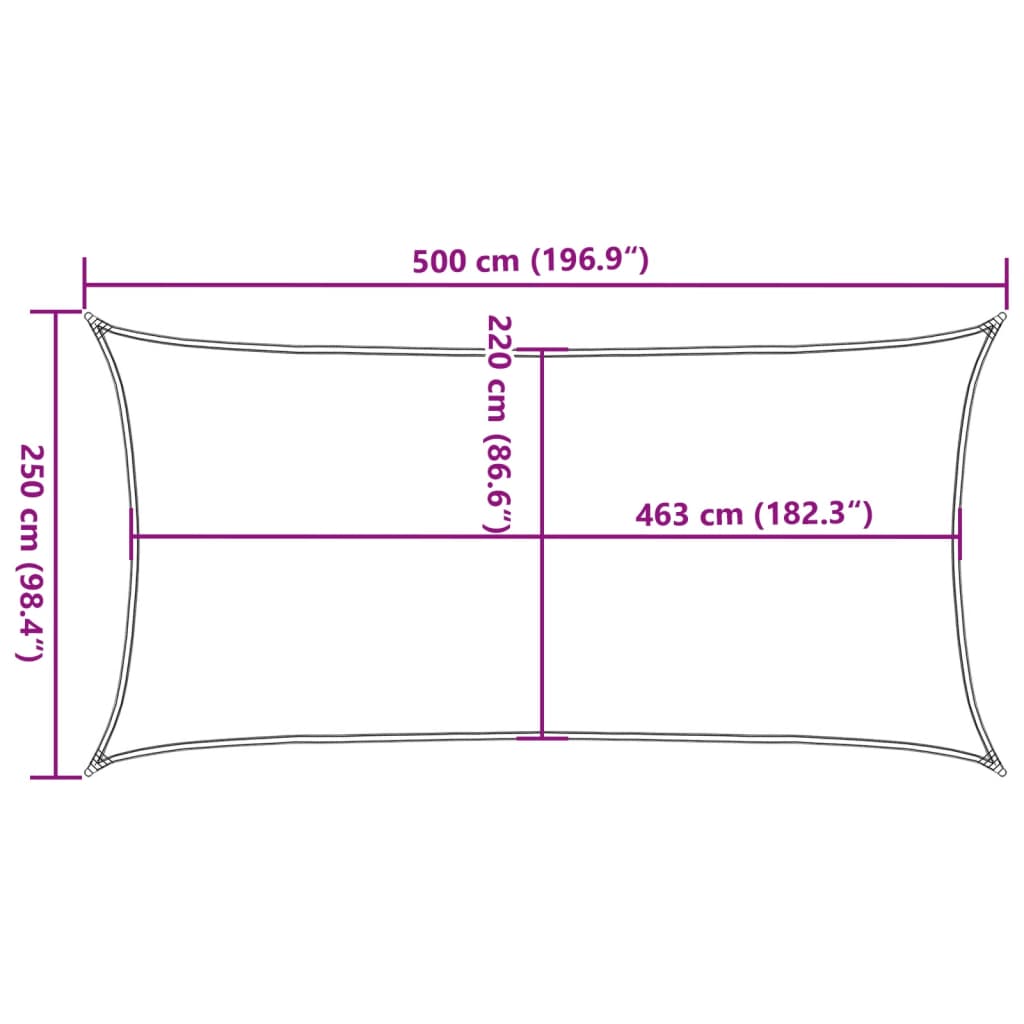 Sonnensegel 5X2,5 M 100% Polyester Oxford Hellgrau