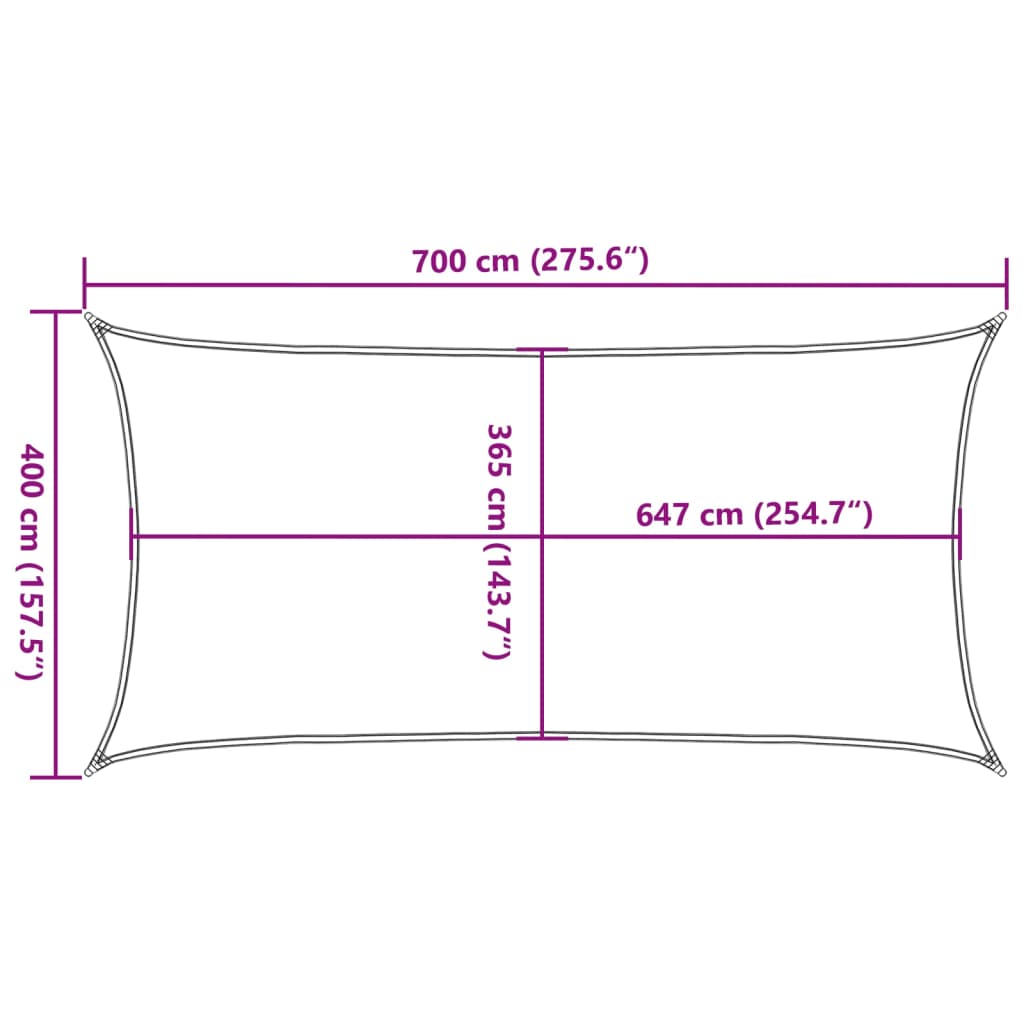Sonnensegel 7X4 M 100% Polyester Oxford Sandfarbe