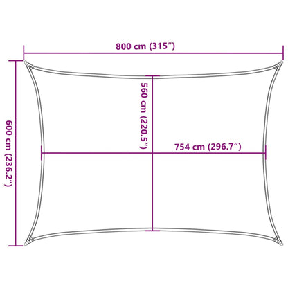 Sonnensegel 8X6 M 100% Polyester Oxford Sandfarbe