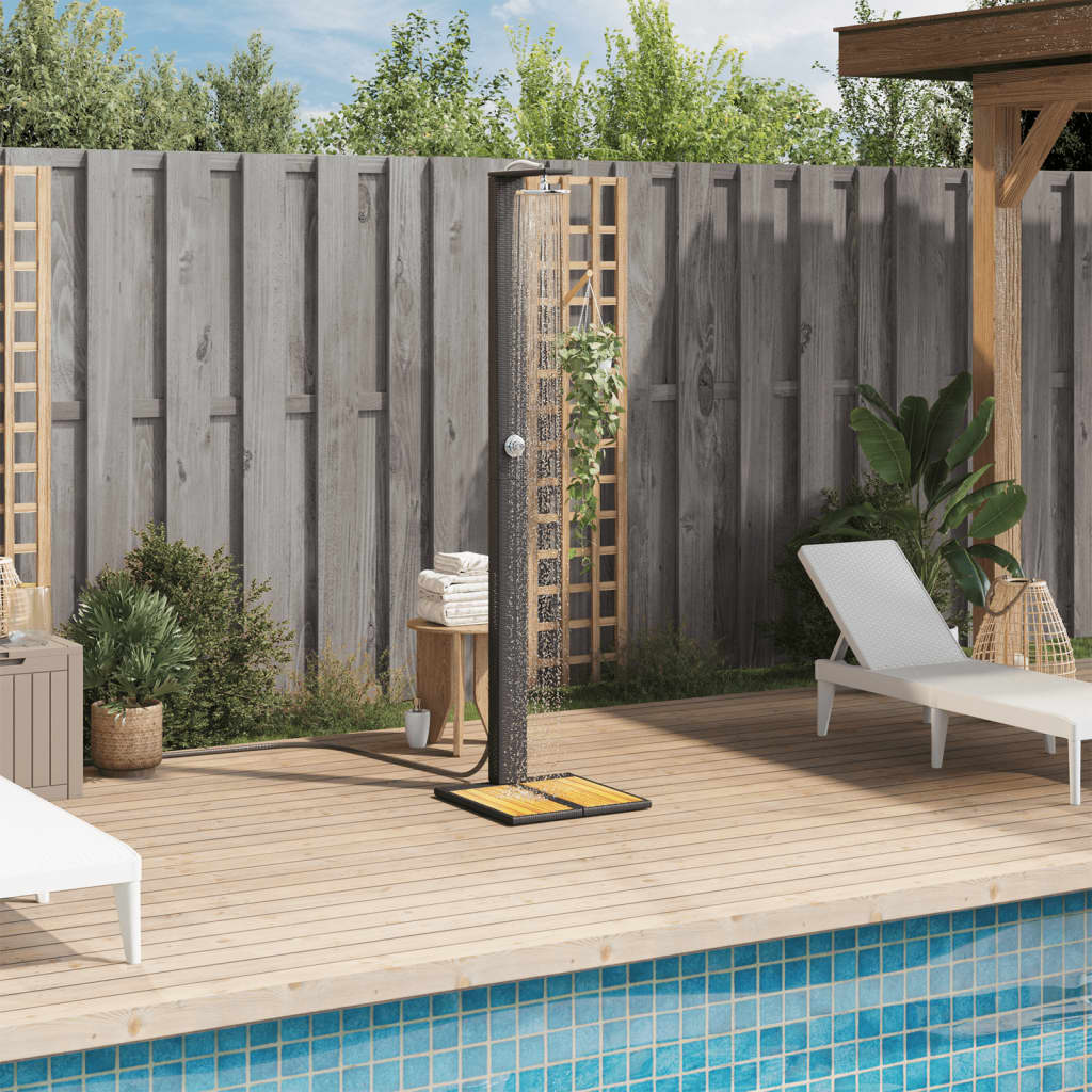 Gartendusche 50X55X224 Cm Poly Rattan Und Akazienholz