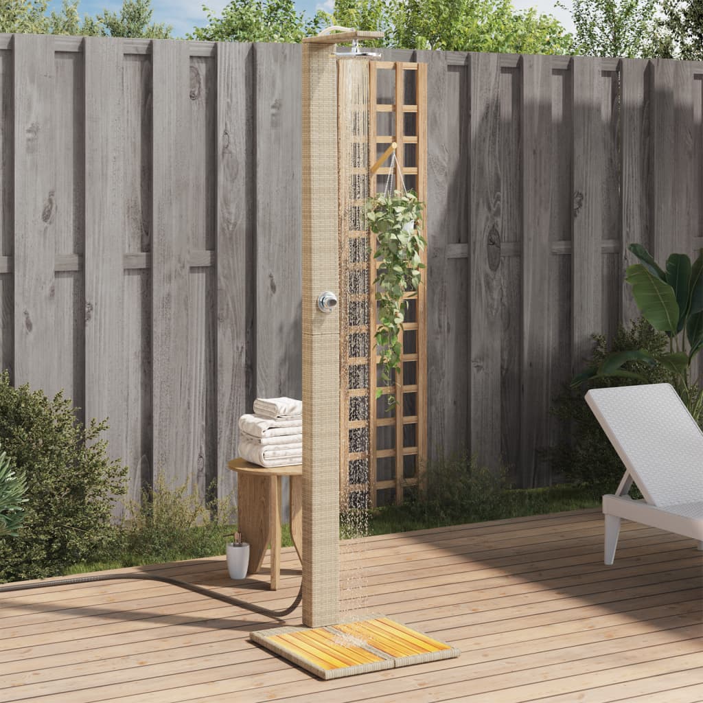 Gartendusche 50X55X224 Cm Poly Rattan Und Akazienholz