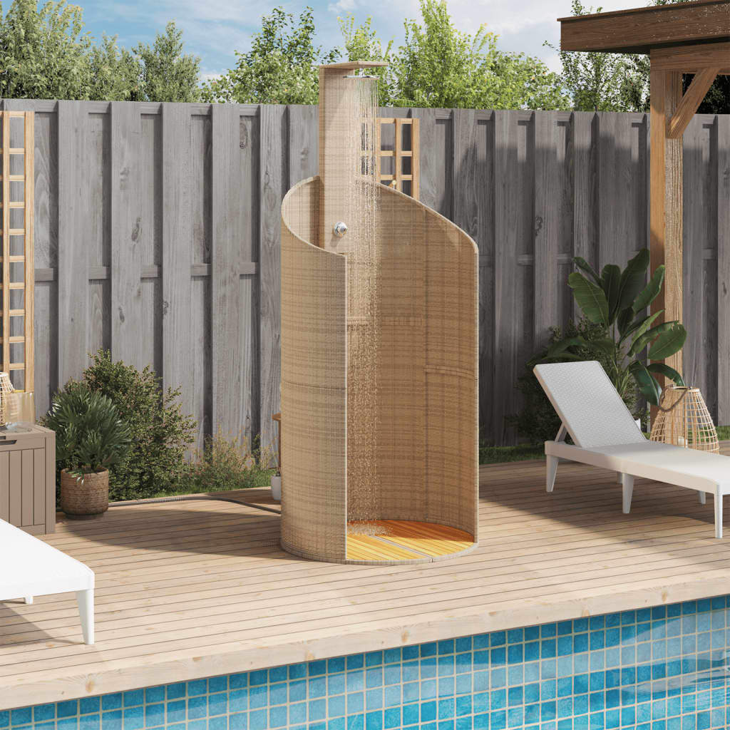 Gartendusche 100X100X241,5 Cm Poly Rattan Akazienholz