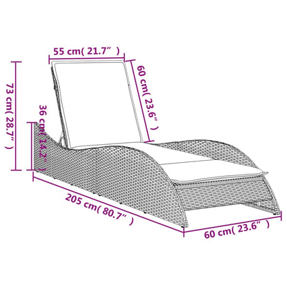 Sonnenliege Mit Auflage 60X205X73 Cm Poly Rattan