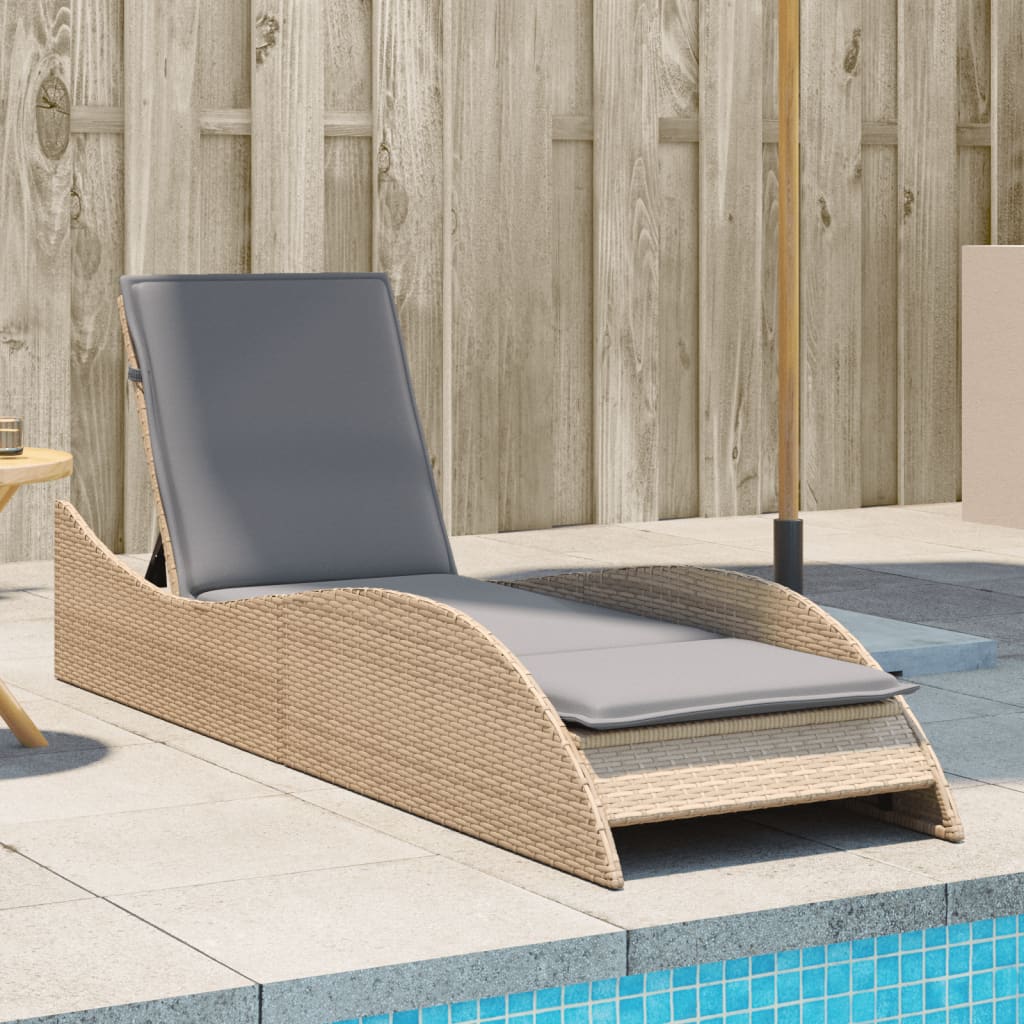 Sonnenliege Mit Auflage 60X205X73 Cm Poly Rattan